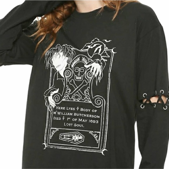 𝅺Hocus Pocus Billy Butcherson, Black Long‎ Sleeve Cotton Shirt Size L Disney - Picture 1 of 11